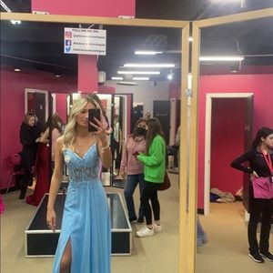 blue floral corset dress from Atianas boutique